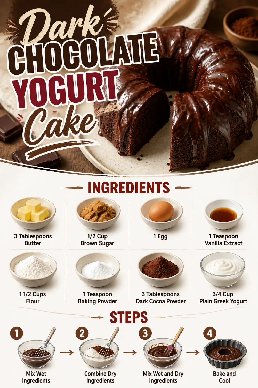 Dark Chocolate Yogurt Cake Pinterest pin